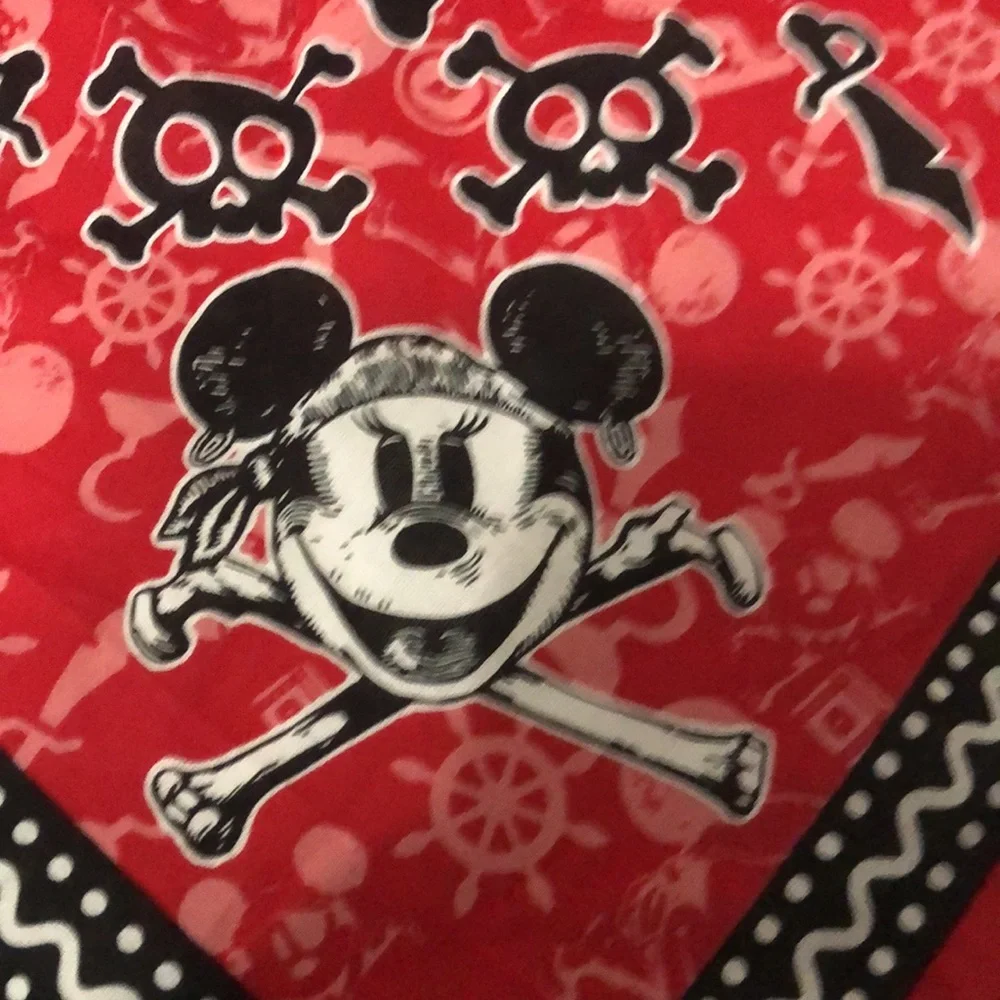 Disney Mickey & Minnie Pirate Skull Print Scarf NWOT